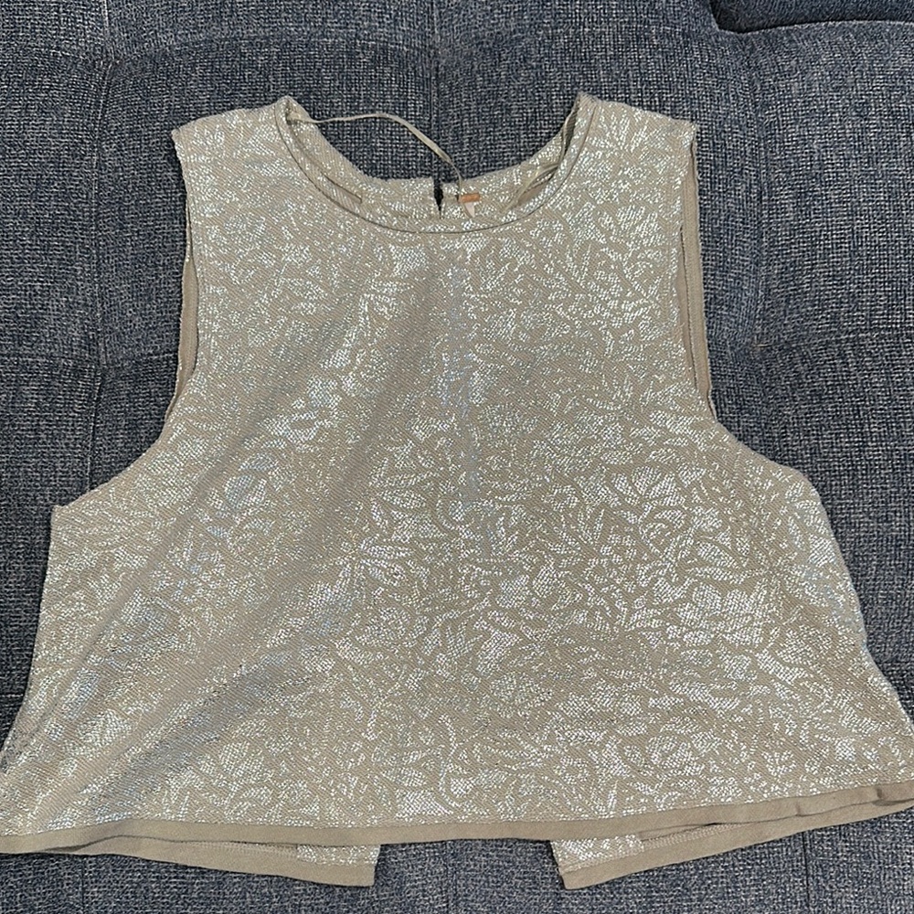 Free People Gold Boxy Crop Tank Top